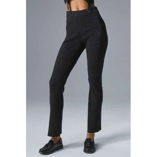 Denim Knit High-Waist Flare Pant - Black/Anthracite