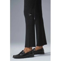 Denim Knit High-Waist Flare Pant - Black/Anthracite