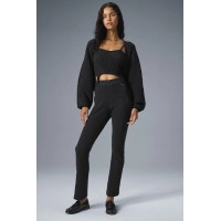 Denim Knit High-Waist Flare Pant - Black/Anthracite