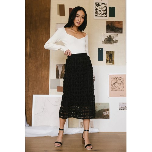 Open Cage Knit Skirt in Black