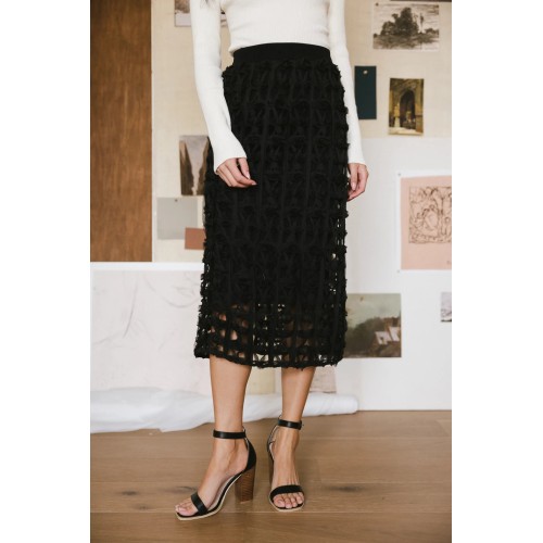 Open Cage Knit Skirt in Black