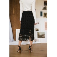 Open Cage Knit Skirt in Black