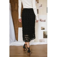 Open Cage Knit Skirt in Black