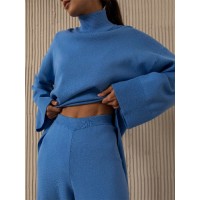 Evelyn Asymmetrical Hem Knit Top and Pants Set