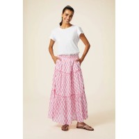 Bea Organic Cotton Skirt | White/Pink