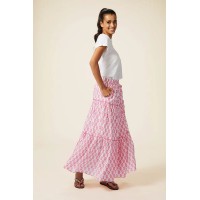 Bea Organic Cotton Skirt | White/Pink