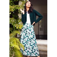 Elodie Skirt | Hazy Floral Navy/Cream/Green