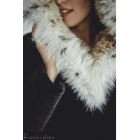 Beaver Fur Hooded Coat (Black)