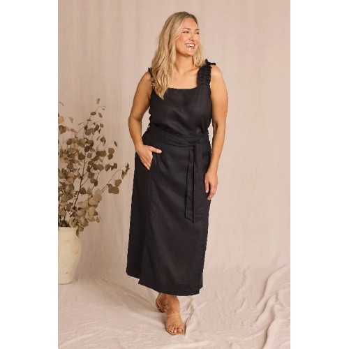 Anne Linen Skirt in Black