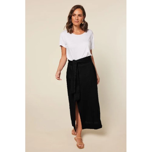 Anne Linen Skirt in Black