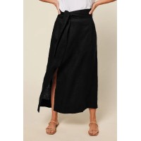 Anne Linen Skirt in Black