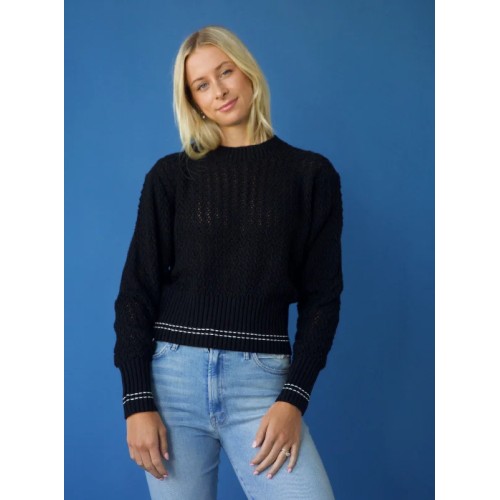 Crochet Stripe Knit- Black