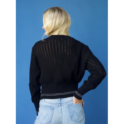 Crochet Stripe Knit- Black