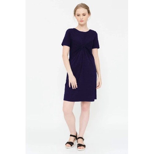 Clea Nursing Short Sleeve Nursing Dress Navy