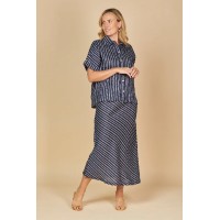 Katie Linen Bias Cut Linen Skirt in Boathouse