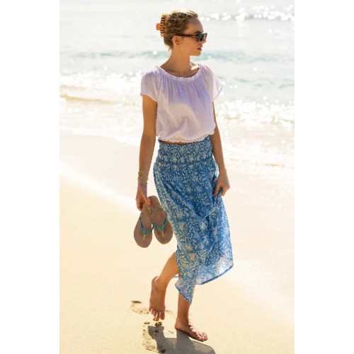 Brady Skirt | Marigold Blue/White