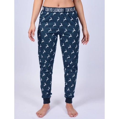 Claire Reindeer Spot Print Cotton Lounge Pants in Dark Denim - Tokyo Laundry