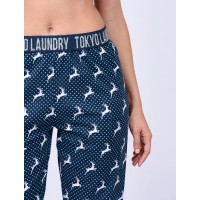 Claire Reindeer Spot Print Cotton Lounge Pants in Dark Denim - Tokyo Laundry