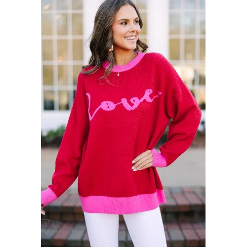 All The Love Red Graphic Sweater