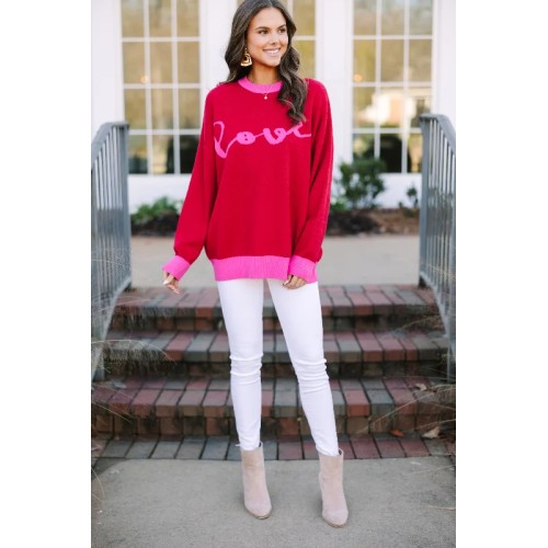 All The Love Red Graphic Sweater