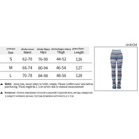 Colorful Striped Knitted Trousers Random Printed High Waist Slim Fit Daily Pants