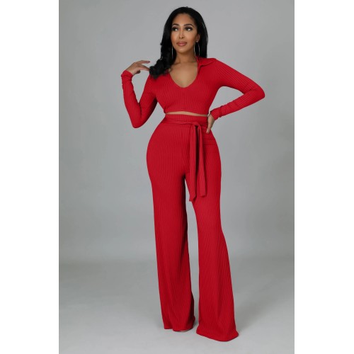 FZ Women's Knit Ribbed Sexy Sweater Pants Suit