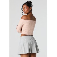 Ribbed Knit Off Shoulder Sweater