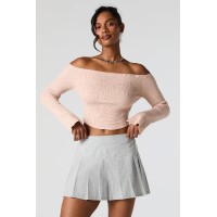 Ribbed Knit Off Shoulder Sweater