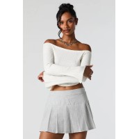 Ribbed Knit Off Shoulder Sweater