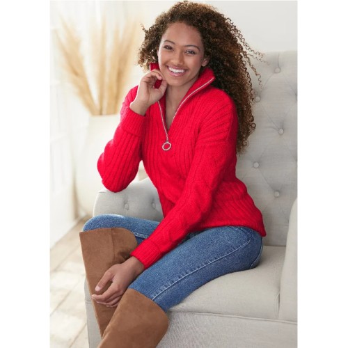 Quarter Zip Sweater - Red