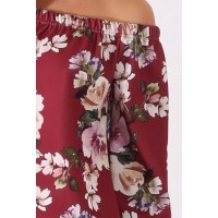 Wine Floral Print Bardot Dress - Cammi