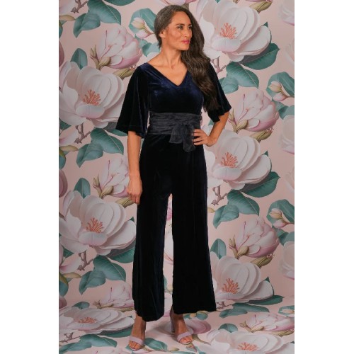 Andie Ollie Velvet Jumpsuit - Navy