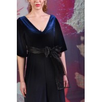 Andie Ollie Velvet Jumpsuit - Navy