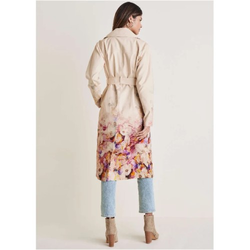 Printed Trench Coat - Digital Wildflowers