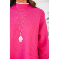 On The Line Hot Pink Mock Neck Sweater