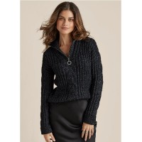 Quarter Zip Sweater - Black