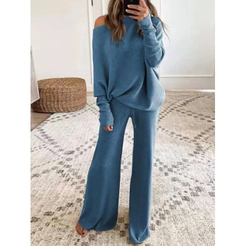 FZ Women's Wide Legs Pants Sweater Set