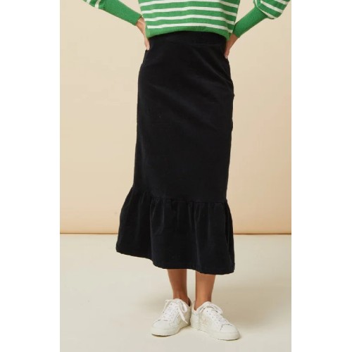 Lori Stretch Corduroy Skirt | Black