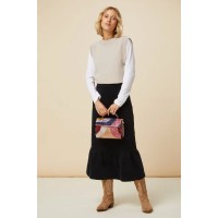 Lori Stretch Corduroy Skirt | Black