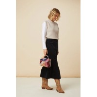 Lori Stretch Corduroy Skirt | Black