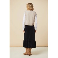 Lori Stretch Corduroy Skirt | Black