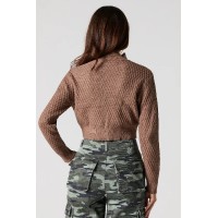 Waffle Knit Cropped Turtleneck Sweater