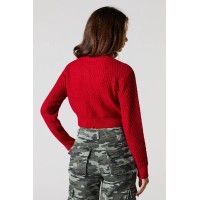 Waffle Knit Cropped Turtleneck Sweater