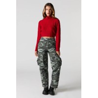 Waffle Knit Cropped Turtleneck Sweater