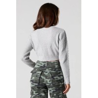 Waffle Knit Cropped Turtleneck Sweater