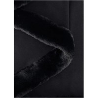 Fur Trim Wrap Shawl - Black