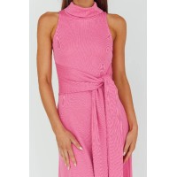 Make A Way Sleeveless Turtleneck Dress Pink