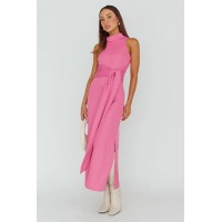 Make A Way Sleeveless Turtleneck Dress Pink