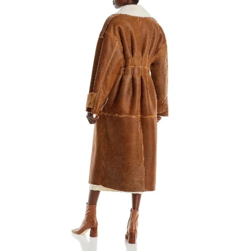 Remain Womens Osila Leather Shearling Long Coat