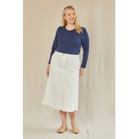 Adrift Denim A-Line Skirt in White